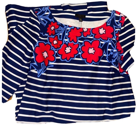 TALBOTS SP NWOT Striped Pullover Dress Floral Boat Neck several sizes - Picture 2 of 6